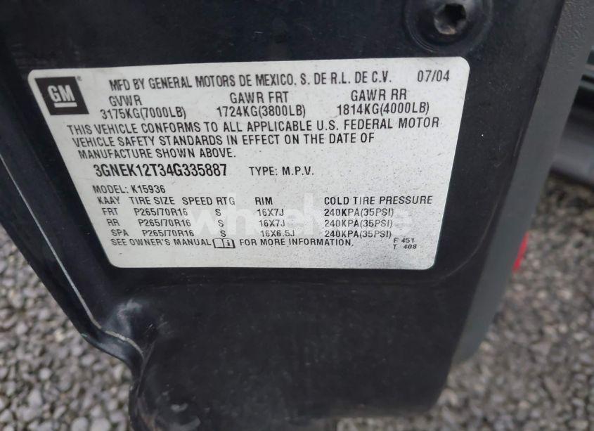 Photo 9 of 2004 Chevrolet Avalanche 1500 (VIN 3GNEK12T34G335887)