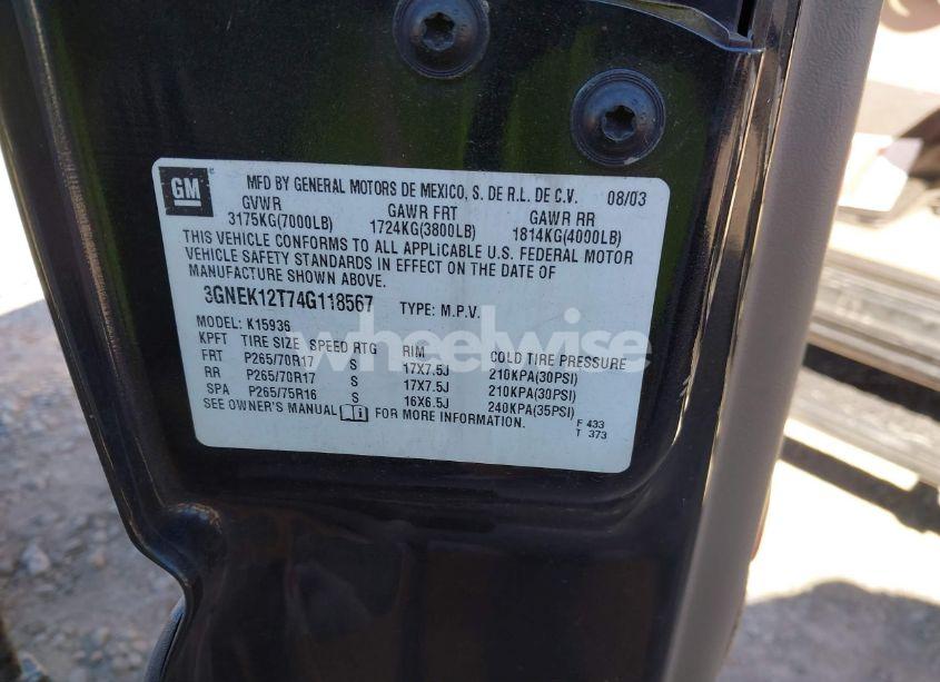 Photo 9 of 2004 Chevrolet Avalanche 1500 (VIN 3GNEK12T74G118567)