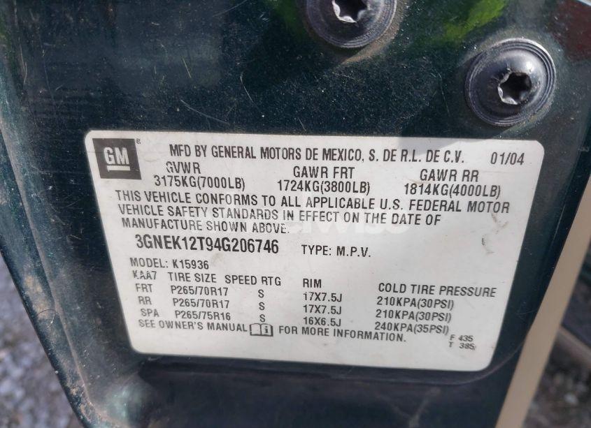 Photo 9 of 2004 Chevrolet Avalanche 1500 (VIN 3GNEK12T94G206746)