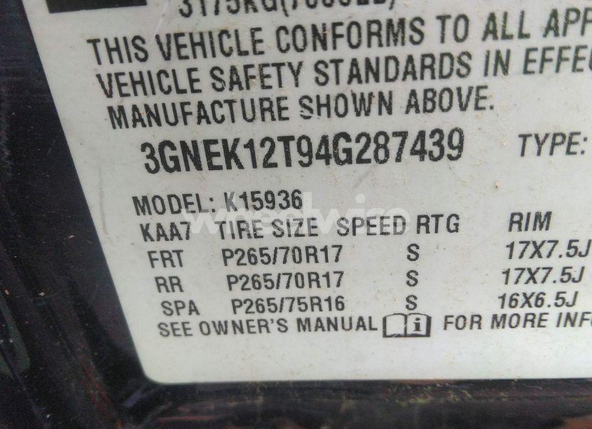 Photo 9 of 2004 Chevrolet Avalanche 1500 (VIN 3GNEK12T94G287439)