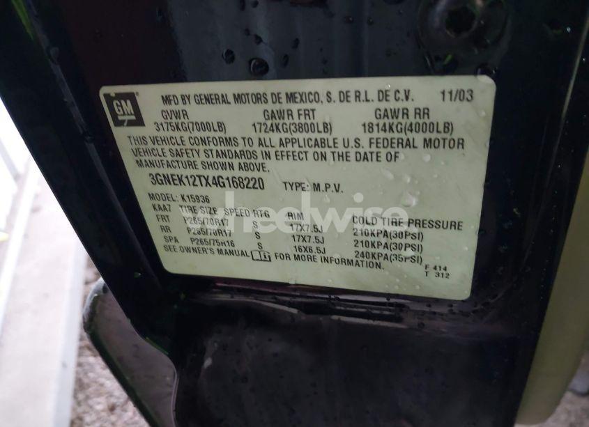 Photo 9 of 2004 Chevrolet Avalanche 1500 (VIN 3GNEK12TX4G168220)