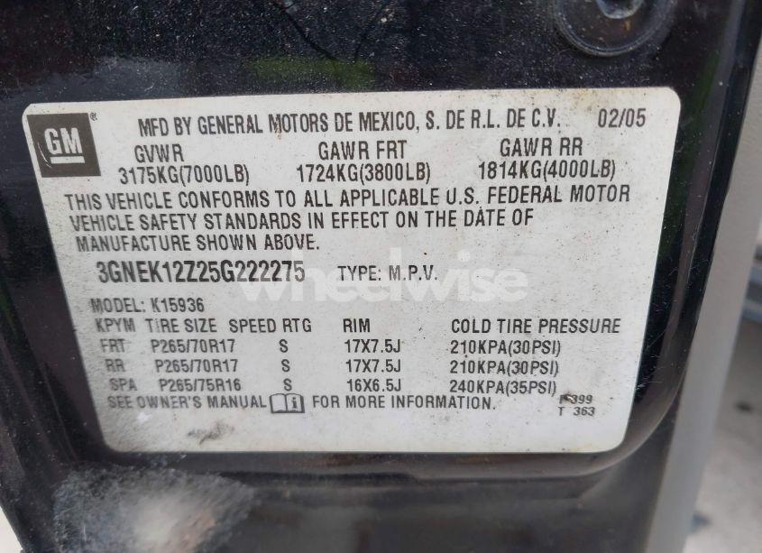 Photo 9 of 2005 Chevrolet Avalanche 1500 Z71 (VIN 3GNEK12Z25G222275)