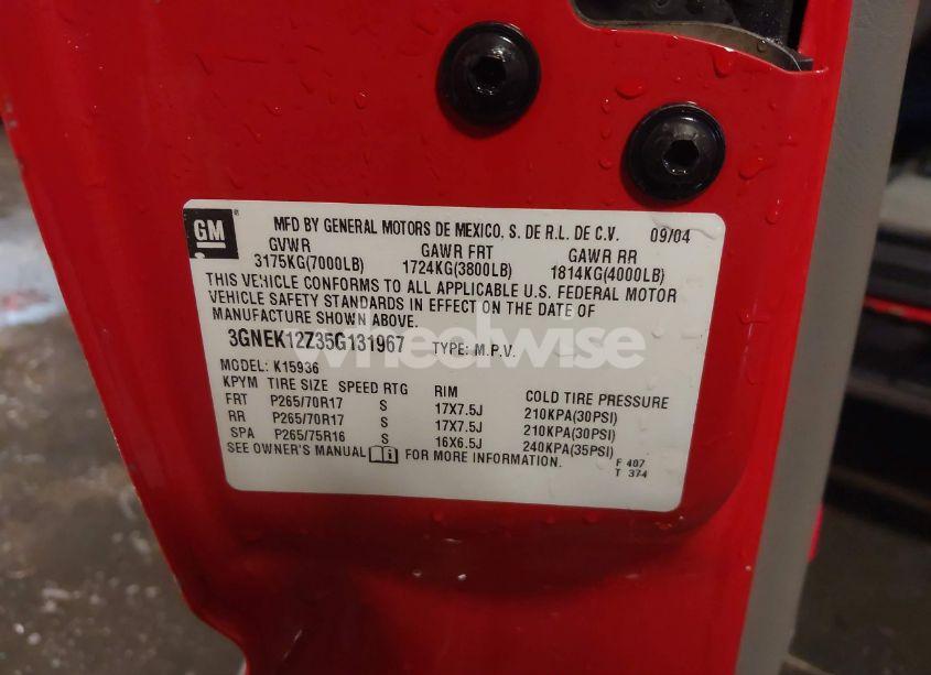 Photo 9 of 2005 Chevrolet Avalanche 1500 Z71 (VIN 3GNEK12Z35G131967)