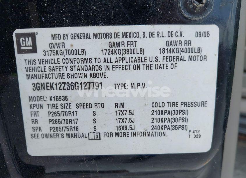 Photo 9 of 2006 Chevrolet Avalanche 1500 Z71 (VIN 3GNEK12Z36G127791)
