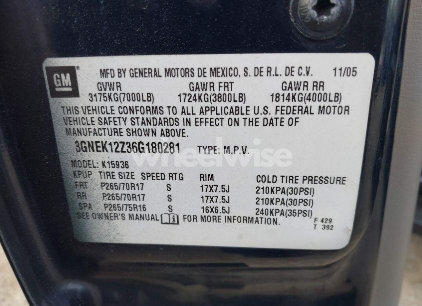 Photo 9 of 2006 Chevrolet Avalanche 1500 Z71 (VIN 3GNEK12Z36G180281)