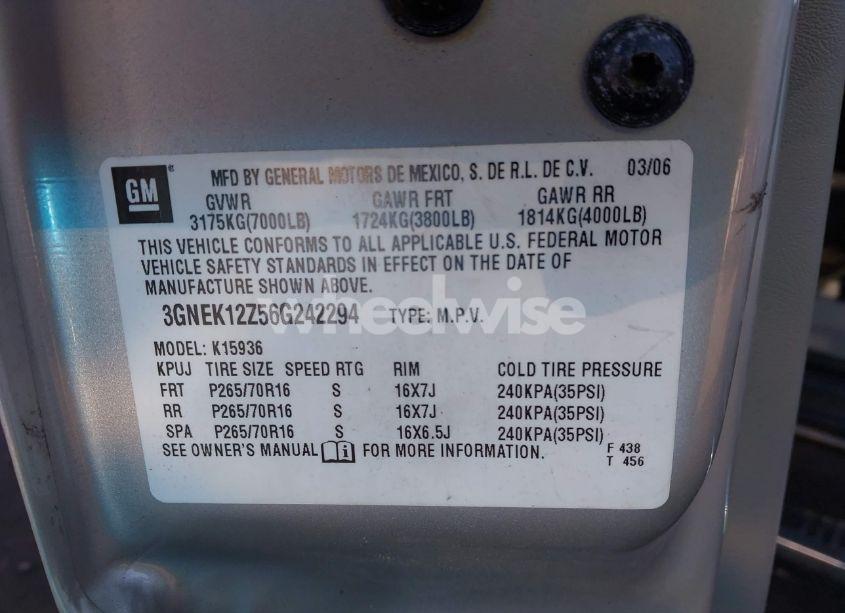 Photo 9 of 2006 Chevrolet Avalanche 1500 LS (VIN 3GNEK12Z56G242294)