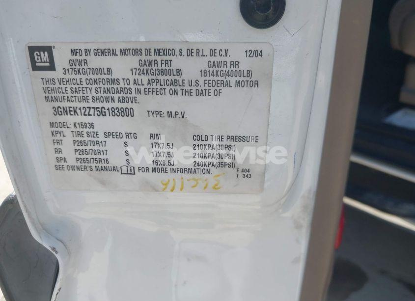 Photo 9 of 2005 Chevrolet Avalanche 1500 Z71 (VIN 3GNEK12Z75G183800)