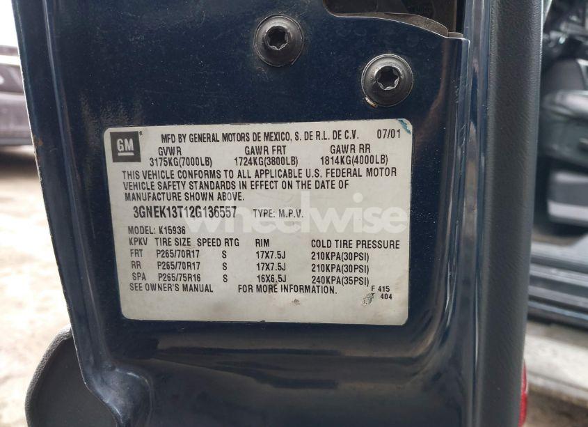 Photo 9 of 2002 Chevrolet Avalanche 1500 (VIN 3GNEK13T12G136557)