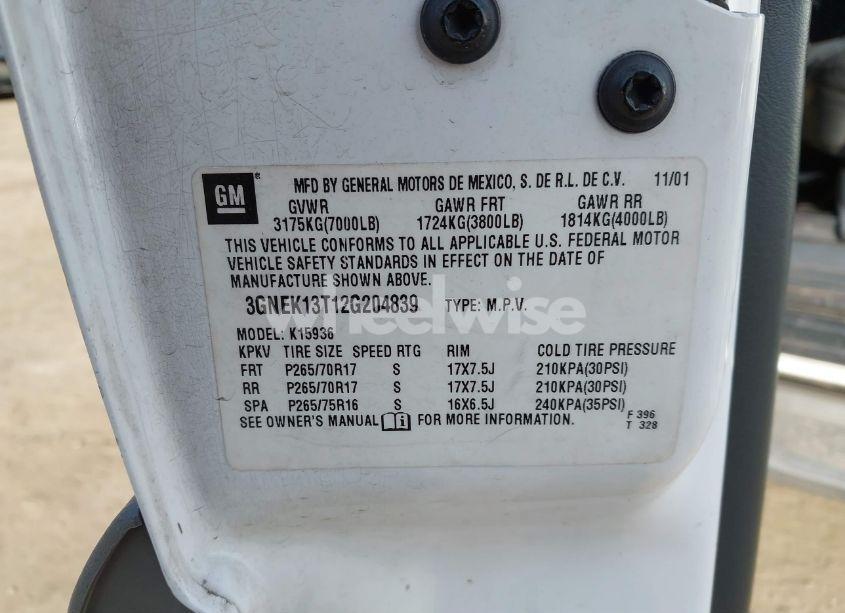 Photo 9 of 2002 Chevrolet Avalanche 1500 (VIN 3GNEK13T12G204839)