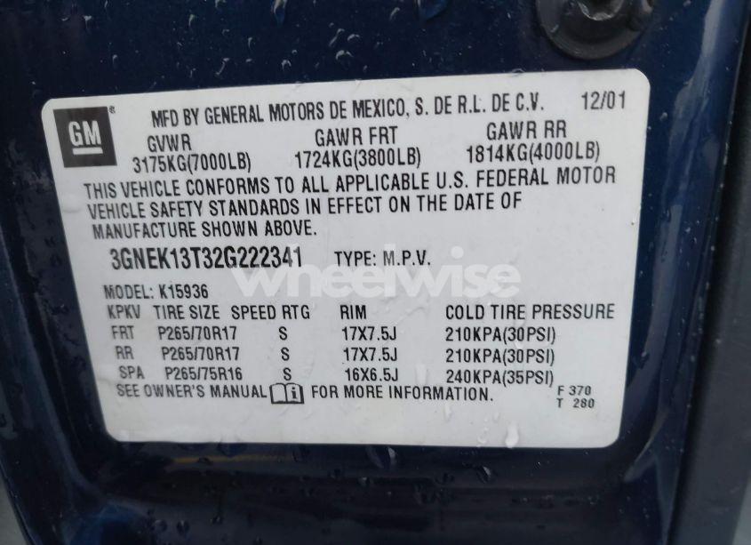 Photo 9 of 2002 Chevrolet Avalanche 1500 (VIN 3GNEK13T32G222341)
