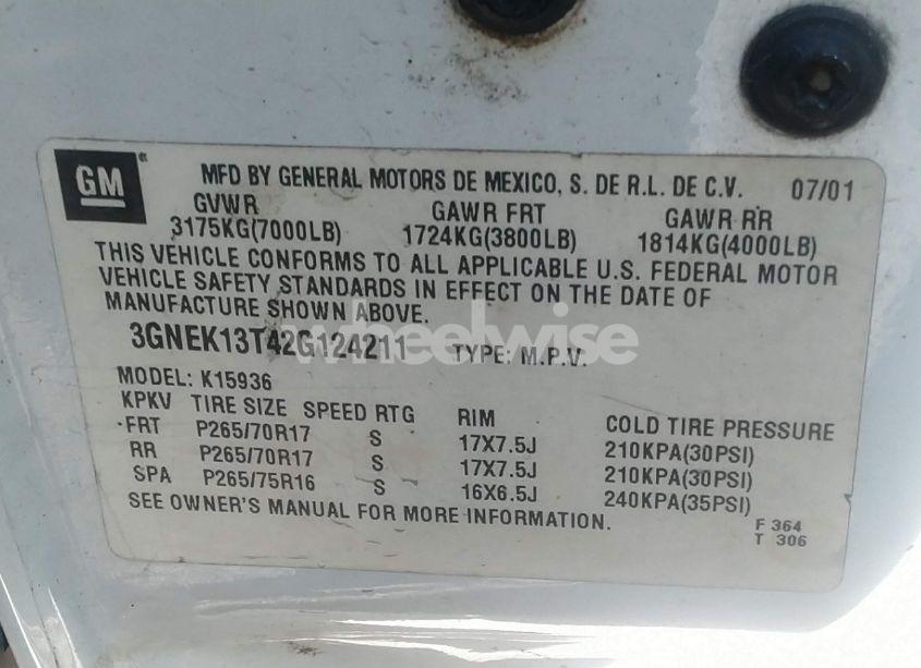 Photo 9 of 2002 Chevrolet Avalanche (VIN 3GNEK13T42G124211)