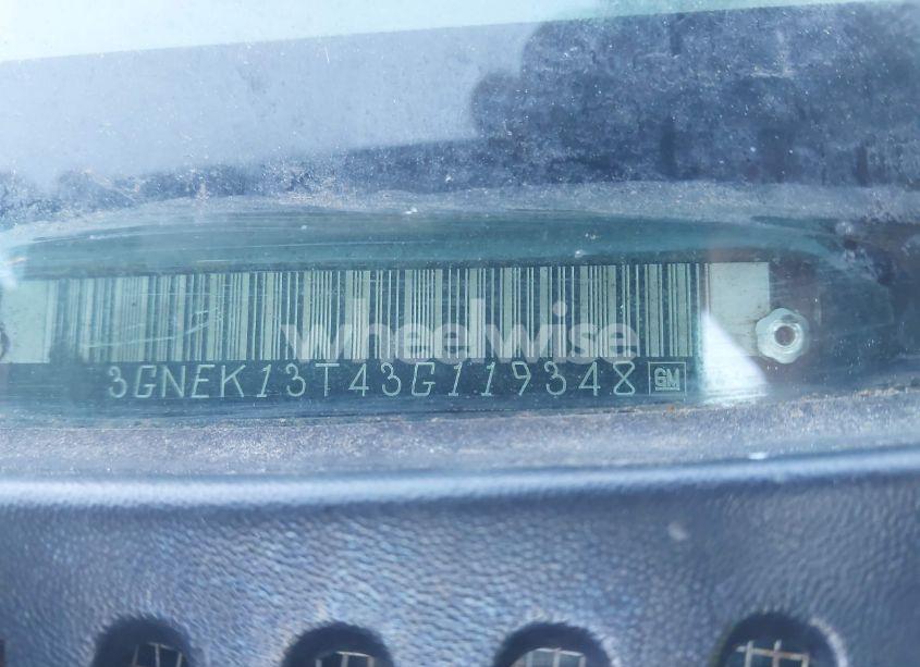 Photo 9 of 2003 Chevrolet Avalanche 1500 (VIN 3GNEK13T43G119348)