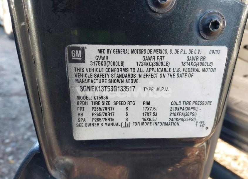 Photo 9 of 2003 Chevrolet Avalanche 1500 (VIN 3GNEK13T53G133517)