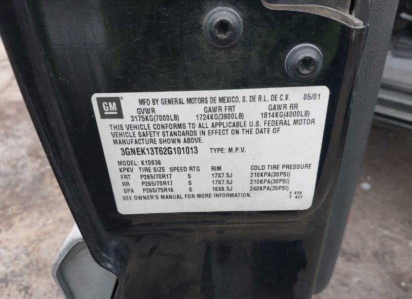 Photo 9 of 2002 Chevrolet Avalanche 1500 (VIN 3GNEK13T62G101013)