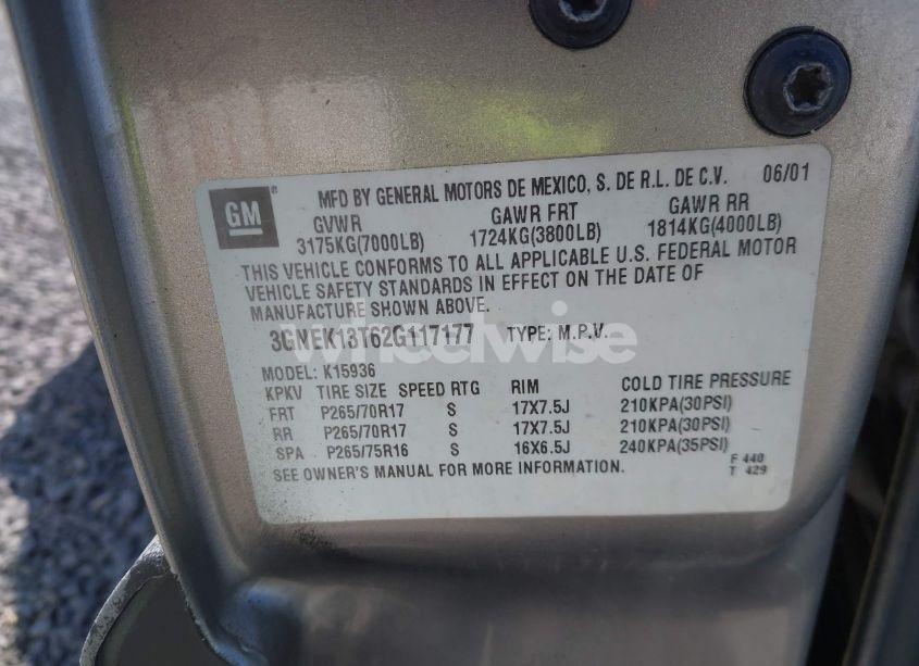 Photo 9 of 2002 Chevrolet Avalanche 1500 (VIN 3GNEK13T62G117177)