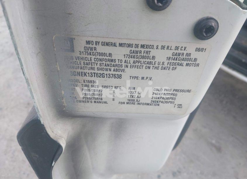 Photo 9 of 2002 Chevrolet Avalanche 1500 (VIN 3GNEK13T62G137638)