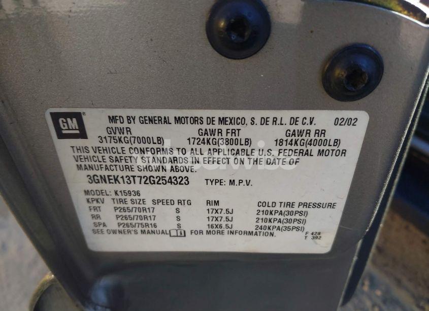 Photo 9 of 2002 Chevrolet Avalanche 1500 (VIN 3GNEK13T72G254323)