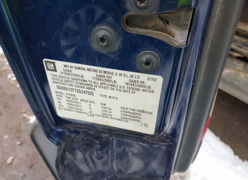 Photo 9 of 2002 Chevrolet Avalanche 1500 (VIN 3GNEK13T72G347522)