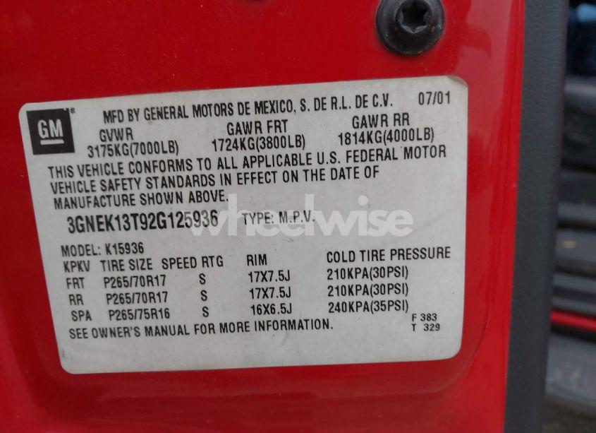 Photo 9 of 2002 Chevrolet Avalanche 1500 (VIN 3GNEK13T92G125936)