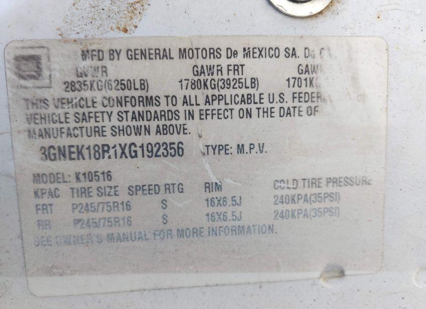 Photo 9 of 1999 Chevrolet Tahoe (VIN 3GNEK18R1XG192356)