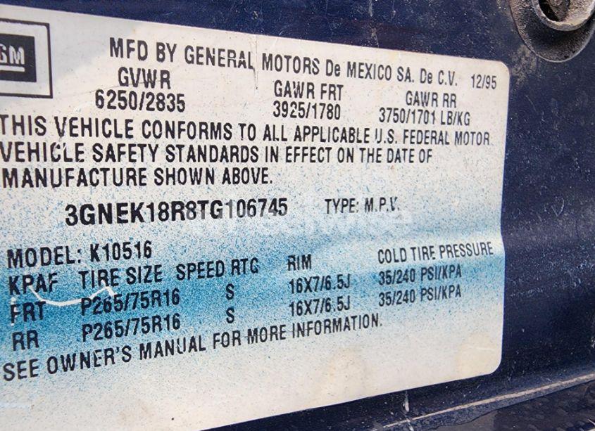 Photo 13 of 1996 Chevrolet Tahoe K1500 (VIN 3GNEK18R8TG106745)