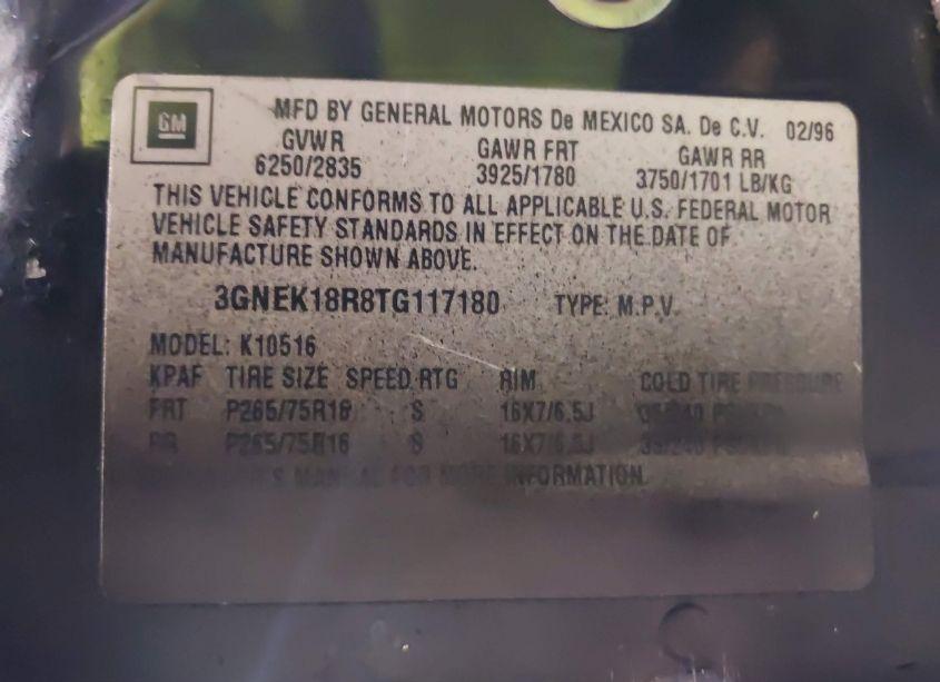 Photo 9 of 1996 Chevrolet Tahoe K1500 (VIN 3GNEK18R8TG117180)