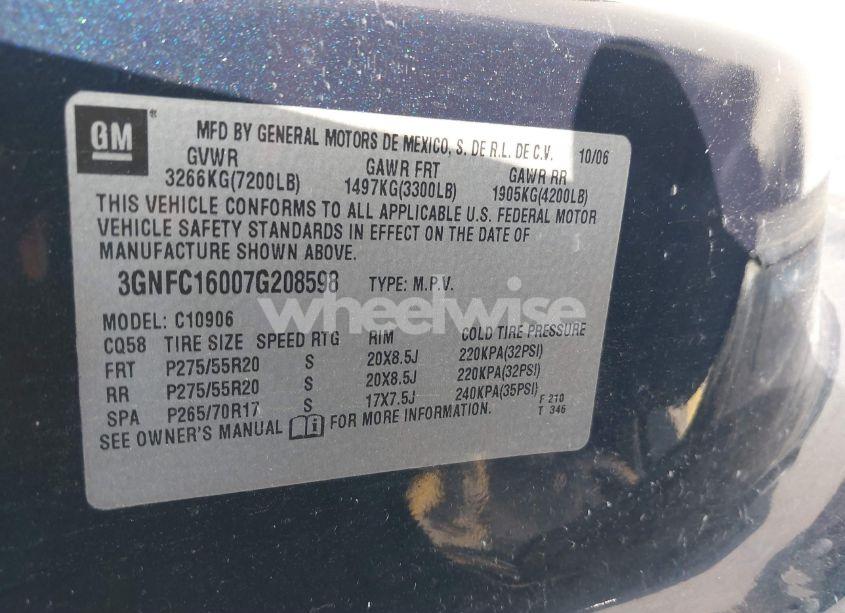 Photo 9 of 2007 Chevrolet Suburban 1500 LT (VIN 3GNFC16007G208598)