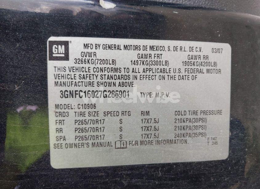 Photo 9 of 2007 Chevrolet Suburban 1500 LT (VIN 3GNFC16027G286901)