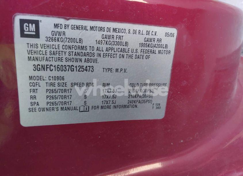 Photo 9 of 2007 Chevrolet Suburban 1500 LT (VIN 3GNFC16037G125473)