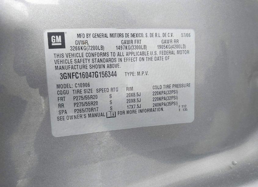 Photo 9 of 2007 Chevrolet Suburban 1500 LTZ (VIN 3GNFC16047G156344)