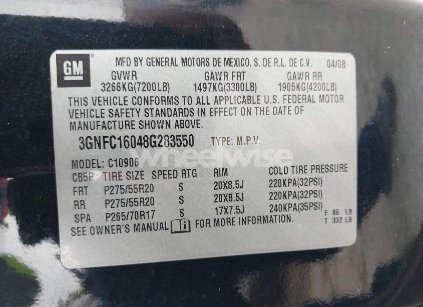 Photo 9 of 2008 Chevrolet Suburban 1500 LT (VIN 3GNFC16048G283550)