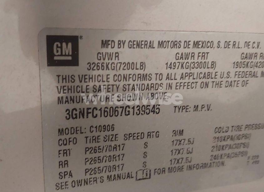 Photo 9 of 2007 Chevrolet Suburban 1500 LT (VIN 3GNFC16067G139545)