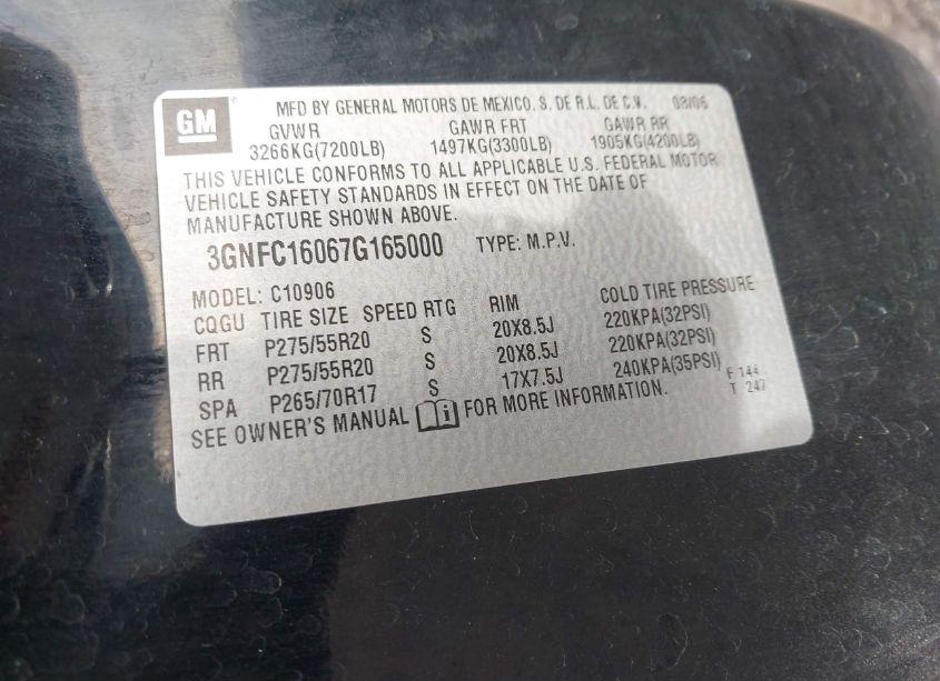 Photo 9 of 2007 Chevrolet Suburban 1500 LT (VIN 3GNFC16067G165000)