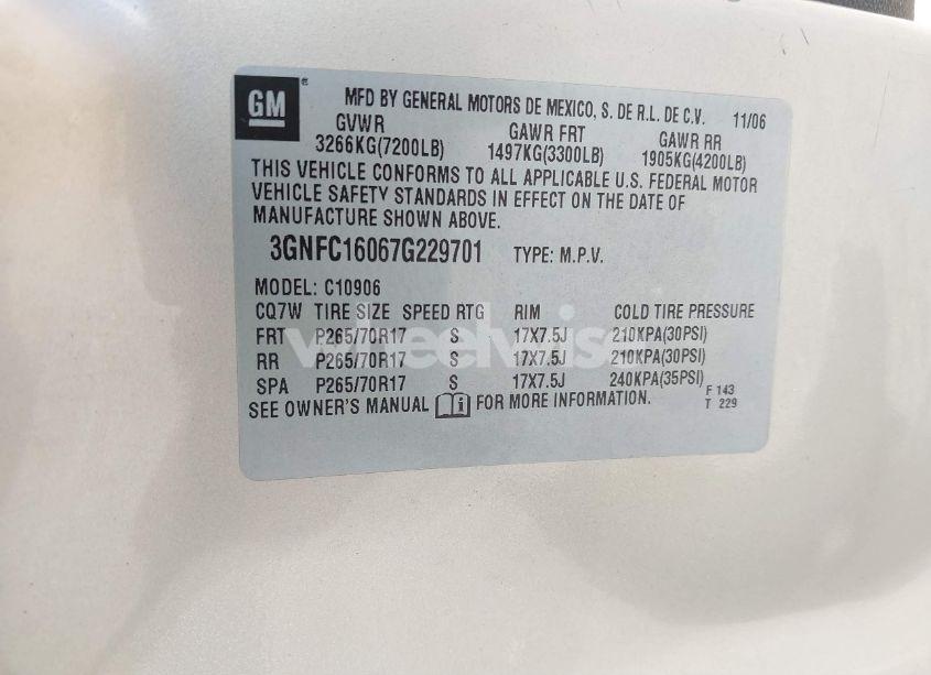 Photo 9 of 2007 Chevrolet Suburban 1500 LT (VIN 3GNFC16067G229701)