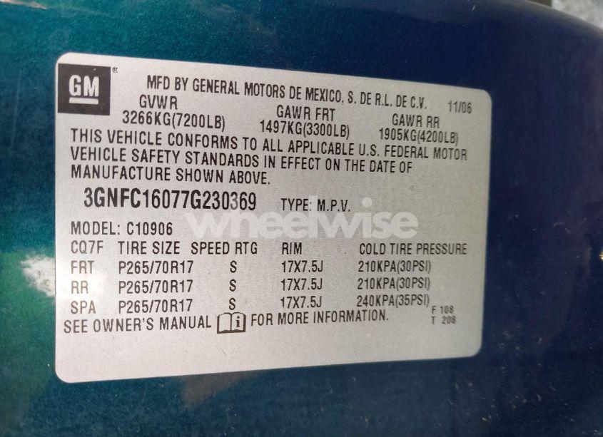 Photo 9 of 2007 Chevrolet Suburban 1500 LS (VIN 3GNFC16077G230369)