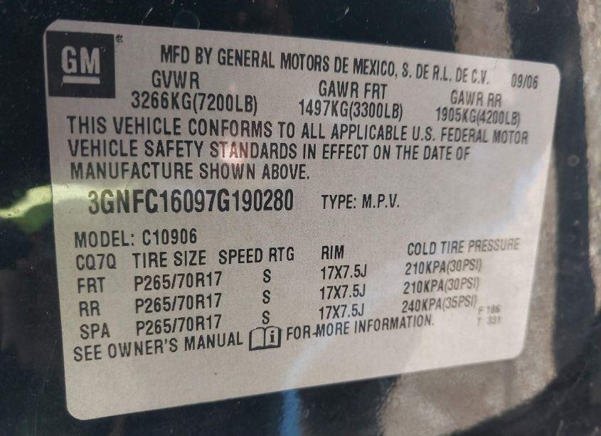 Photo 9 of 2007 Chevrolet Suburban 1500 LT (VIN 3GNFC16097G190280)