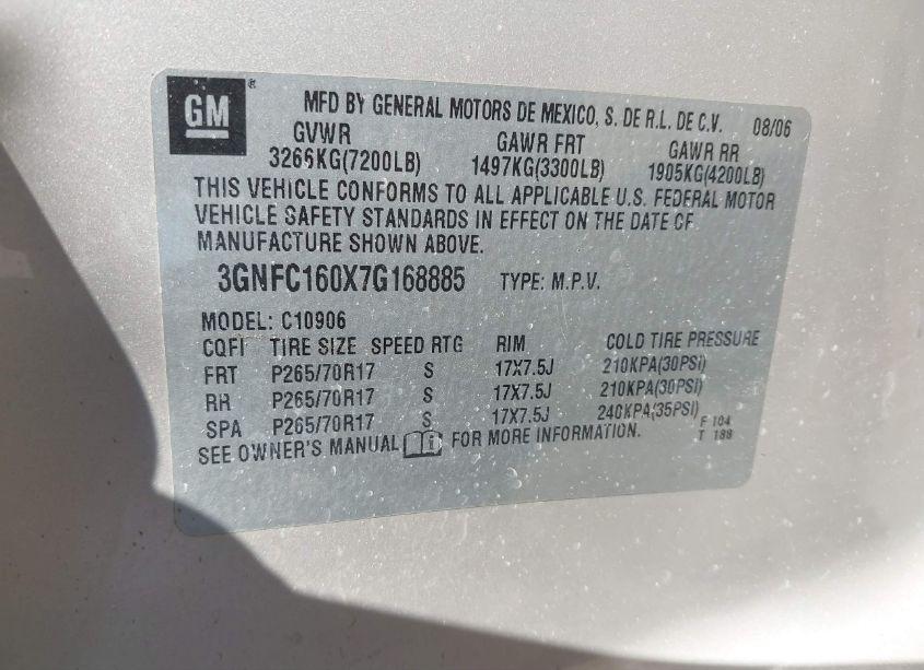 Photo 9 of 2007 Chevrolet Suburban 1500 LS (VIN 3GNFC160X7G168885)