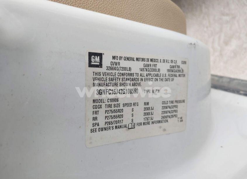 Photo 9 of 2007 Chevrolet Suburban 1500 LT (VIN 3GNFC16J47G100560)