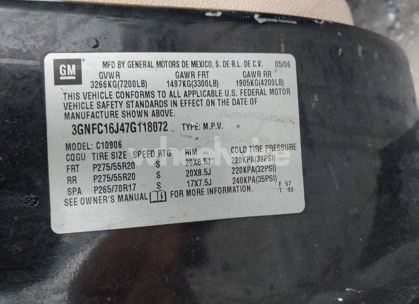 Photo 9 of 2007 Chevrolet Suburban 1500 LTZ (VIN 3GNFC16J47G118072)