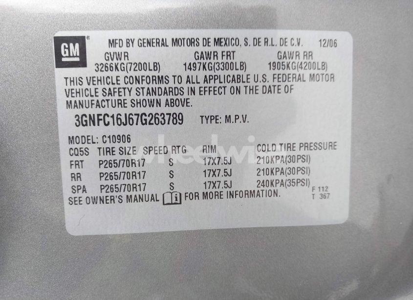 Photo 9 of 2007 Chevrolet Suburban 1500 LS (VIN 3GNFC16J67G263789)