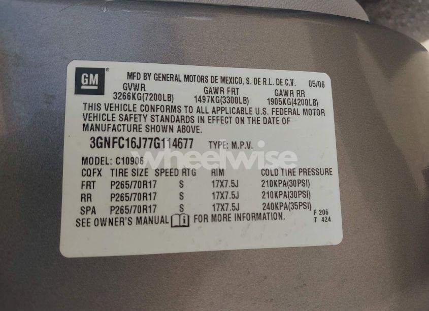 Photo 9 of 2007 Chevrolet Suburban 1500 LT (VIN 3GNFC16J77G114677)