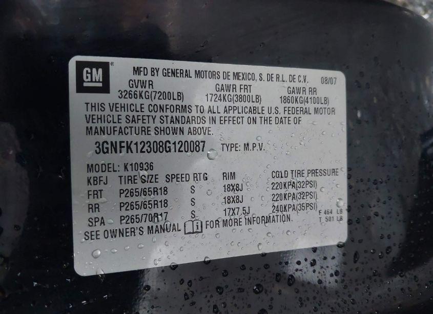 Photo 9 of 2008 Chevrolet Avalanche 1500 LT (VIN 3GNFK12308G120087)