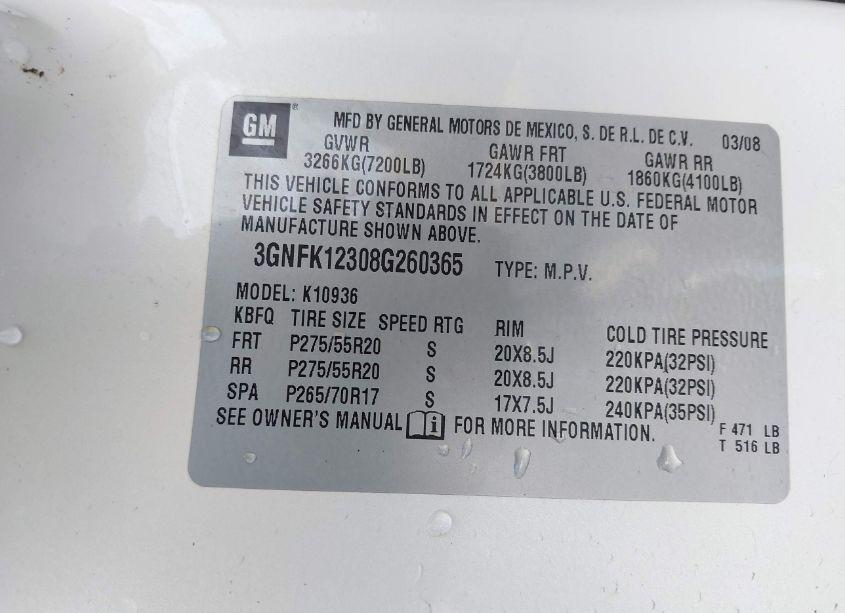 Photo 9 of 2008 Chevrolet Avalanche 1500 LTZ (VIN 3GNFK12308G260365)