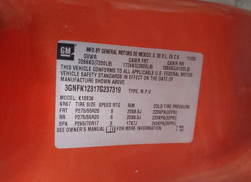 Photo 9 of 2007 Chevrolet Avalanche 1500 LTZ (VIN 3GNFK12317G237319)