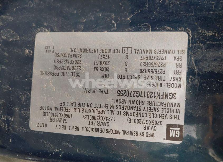 Photo 9 of 2007 Chevrolet Avalanche 1500 LTZ (VIN 3GNFK12317G270255)