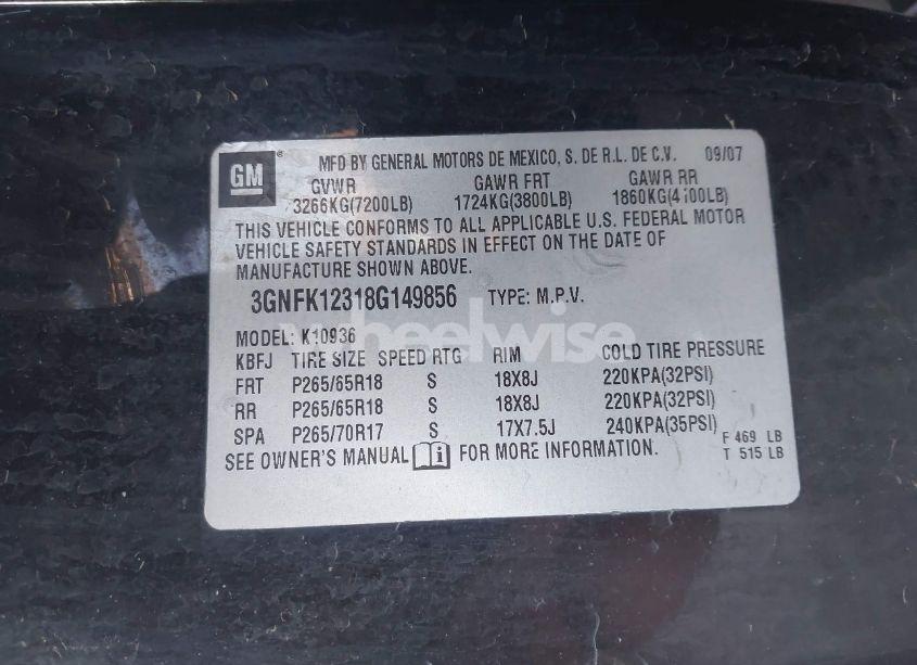 Photo 9 of 2008 Chevrolet Avalanche 1500 LT (VIN 3GNFK12318G149856)