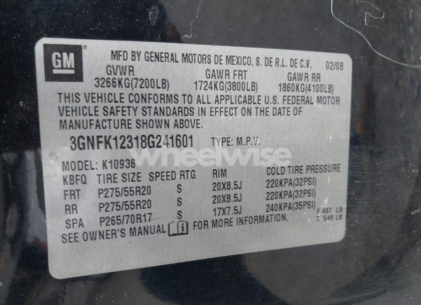 Photo 9 of 2008 Chevrolet Avalanche 1500 LT (VIN 3GNFK12318G241601)