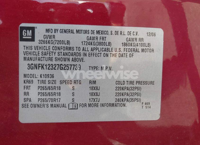 Photo 9 of 2007 Chevrolet Avalanche 1500 LT (VIN 3GNFK12327G257739)