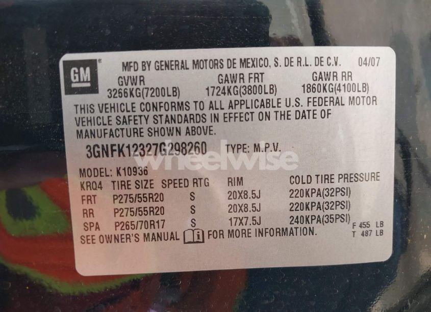 Photo 9 of 2007 Chevrolet Avalanche 1500 LTZ (VIN 3GNFK12327G298260)