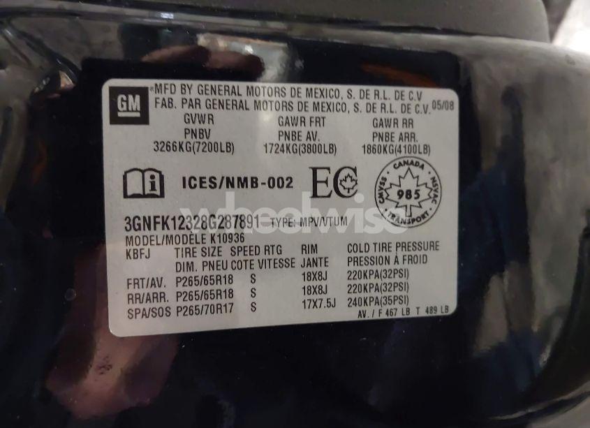 Photo 9 of 2008 Chevrolet Avalanche 1500 LS/LT/LTZ (VIN 3GNFK12328G287891)